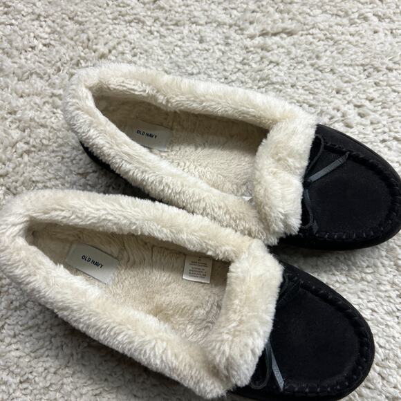 Old Navy Womens Slip On Faux Suede Sherpa-Lined House Slippers Mocassin Sz 8 - Picture 2 of 9